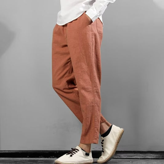 Pantalones Casuales de Lino y Algodón para Hombre - Ajuste Versátil