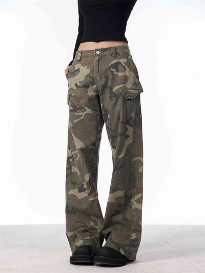 Pantalones Cargo Camuflaje Mujer Rectos Holgados Casual - Image 12
