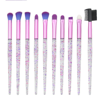 Set de Brochas de Maquillaje con Diseño Cielo Estrellado y Mango Transparente - Image 10