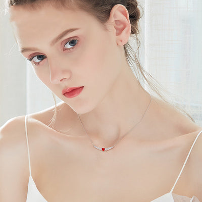 Collar de Plata con Cristal Rojo - Colgante Romántico para Mujer - Image 5