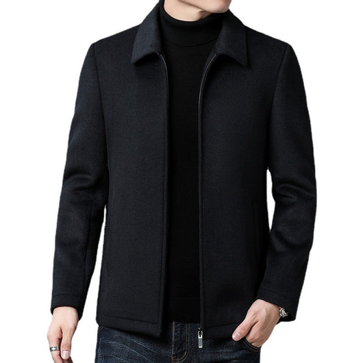Abrigo de Lana con Cuello Polo para Hombre - Elegancia Casual - Image 5