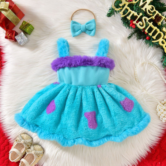 Vestido de Lana para Niña con Tirantes y Lunares