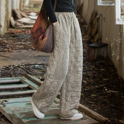 Pantalones Acolchados Teñidos a Mano en Ramio