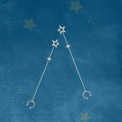 Aretes Largos de Plata 925 con Borla y Estrella de Circonia para Mujer - Image 5