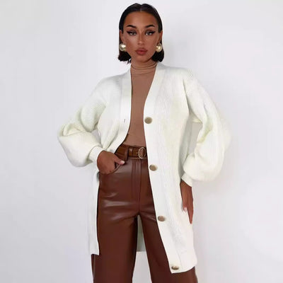 Cardigan Tejido Suelto Cuello V - Diseño Versátil para Otoño