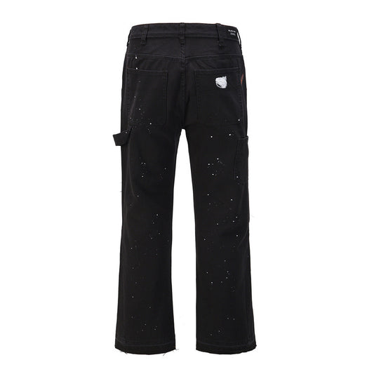 Pantalones Acampanados de Mezclilla Artesanal con Costura de Grabado y Tinta - Image 2