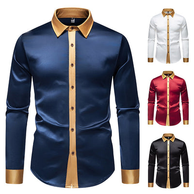 Camisa Manga Larga Satinada Bicolor para Hombre - Image 4