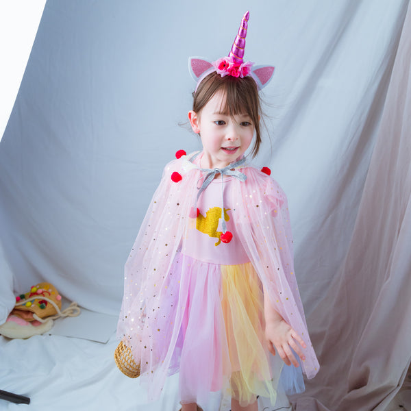 Capa Navideña Infantil con Red de Lentejuelas Brillantes