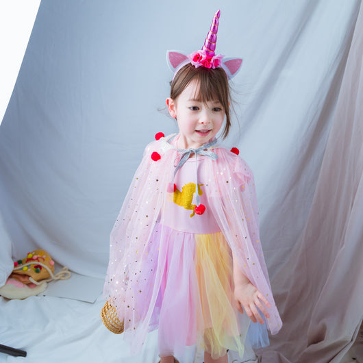 Capa Navideña Infantil con Red de Lentejuelas Brillantes