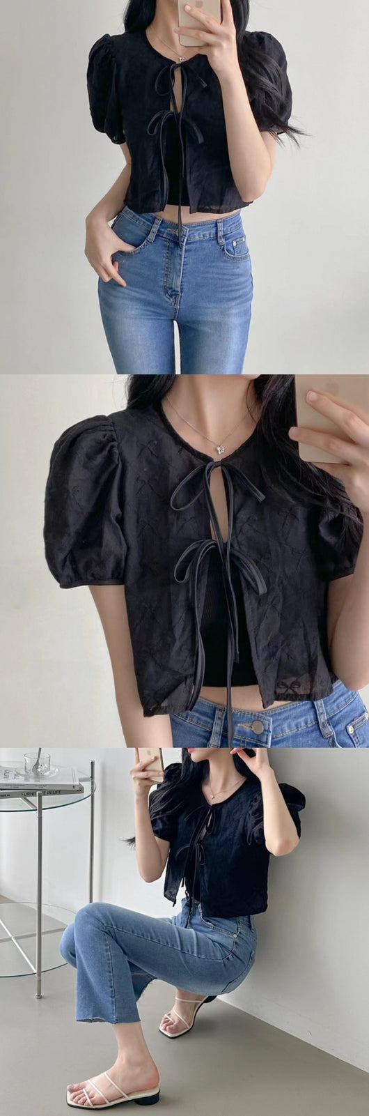 Blusa Tejida con Cordones - Manga Corta Elegante - Image 11