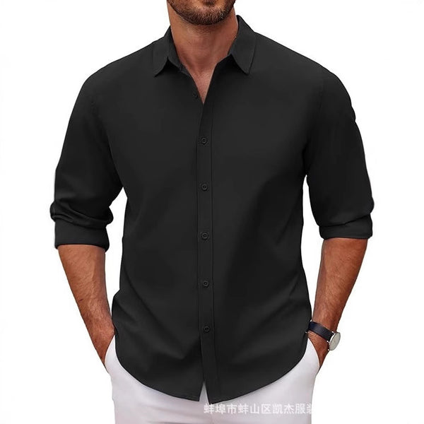 Camisa Clásica de Manga Larga para Hombre en Color Sólido