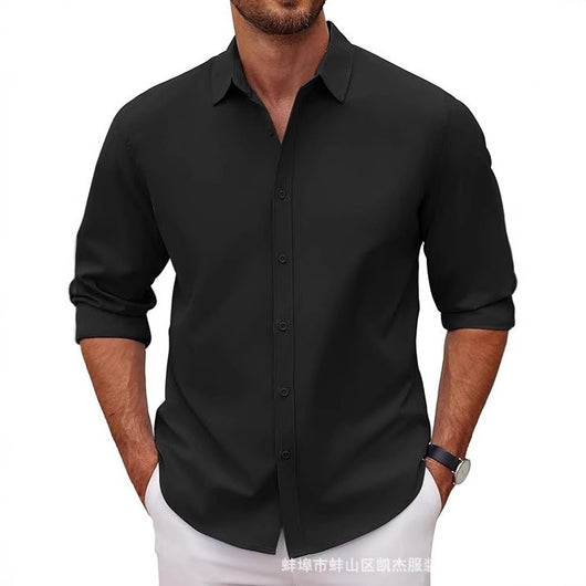 Camisa Clásica de Manga Larga para Hombre en Color Sólido