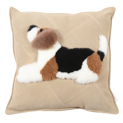 Almohada Decorativa Perro Cartoon en Cuero y Lana - Image 4