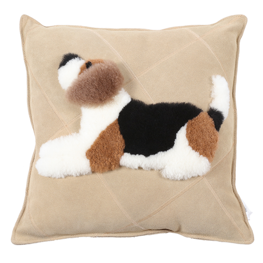 Almohada Decorativa Perro Cartoon en Cuero y Lana - Image 4