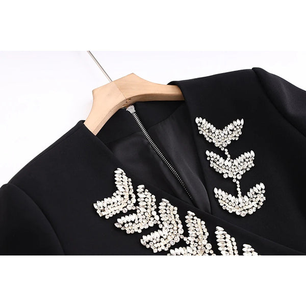 Vestido Elegante de Escote V y Manga Larga para Mujer