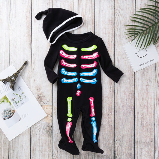 Conjunto de Bebé Negro con Gorro - Mameluco Manga Larga Elegante