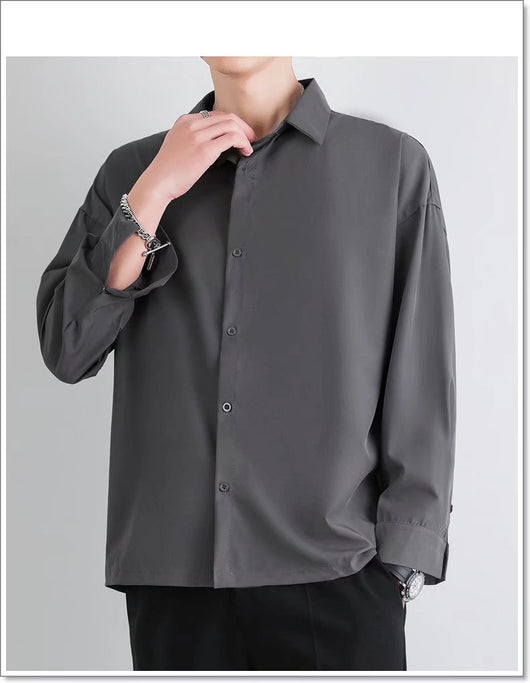 Camisa Suelta de Manga Larga en Seda de Hielo para Hombre - Image 27