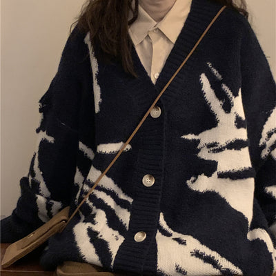 Cardigan Vintage Americano Oversized para Invierno