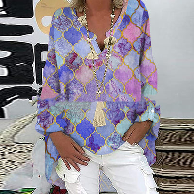 Blusa Casual para Mujer con Estampado Geométrico a Cuadros - Image 12