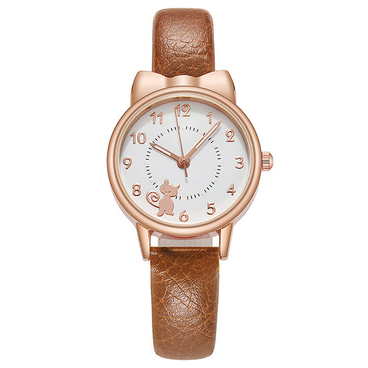 Reloj de Gato Kawaii Luminoso para Estudiantes - Diseño Viral con Correa de Malla - Image 2