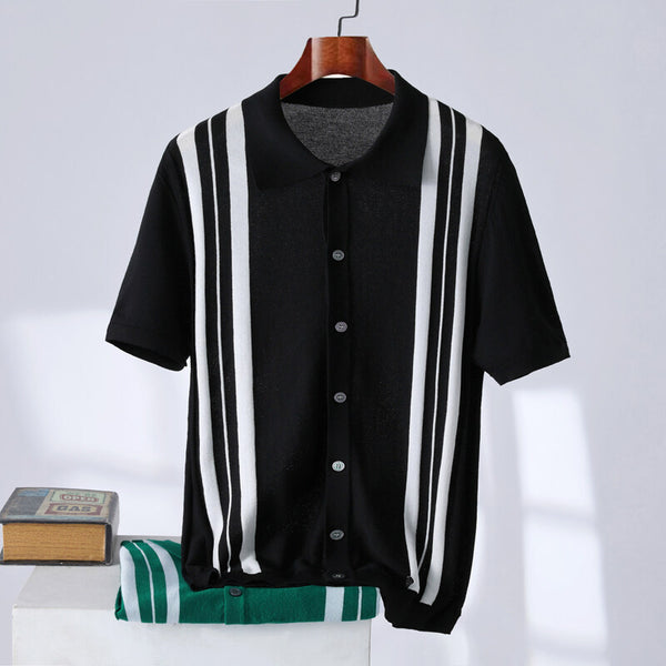 Polo Casual de Rayas Transpirable para Hombre