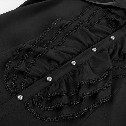Camisa Plisada Steampunk Victoriana para Hombre con Capas - Image 16
