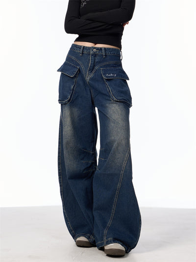 Pantalones Vaqueros Anchos de Cintura Alta con Bolsillos Funcionales - Image 17