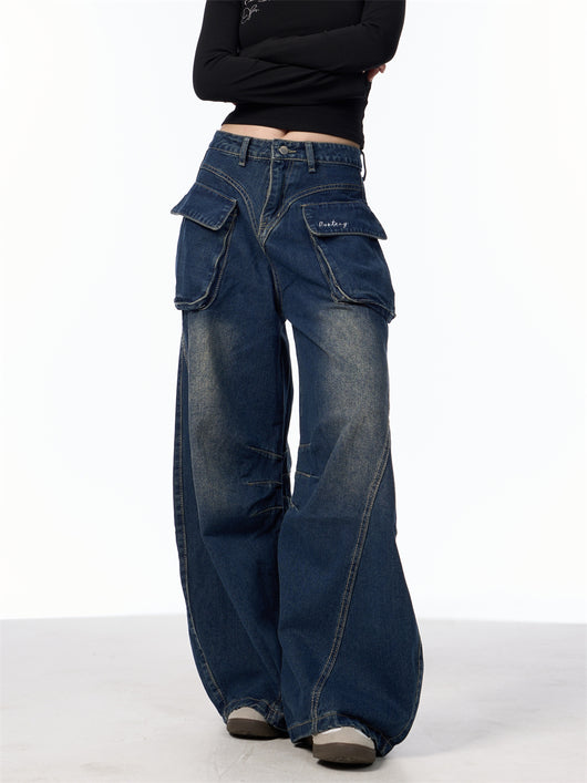 Pantalones Vaqueros Anchos de Cintura Alta con Bolsillos Funcionales - Image 17
