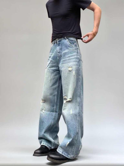 Jeans Rectos Holgados con Rotos Lavado Agua - Verano - Image 7