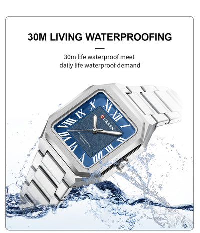 Reloj de Cuarzo Impermeable para Hombre con Números Romanos y Correa de Acero Inoxidable - Image 11