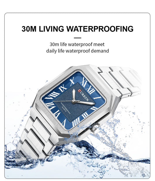 Reloj de Cuarzo Impermeable para Hombre con Números Romanos y Correa de Acero Inoxidable - Image 11