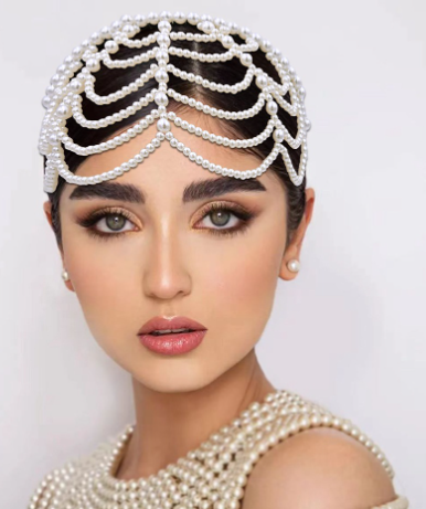 Tiara Nupcial Elegante con Adorno de Perlas en la Frente