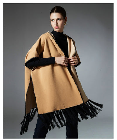 Poncho Hoodie con Borlas - Abrigo Versátil para Otoño e Invierno - Image 16