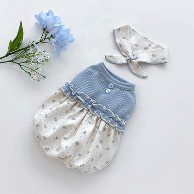 Chaleco Floral con Falda Burbuja y Bufanda Cálida - Conjunto Adorable para Niña - Image 6