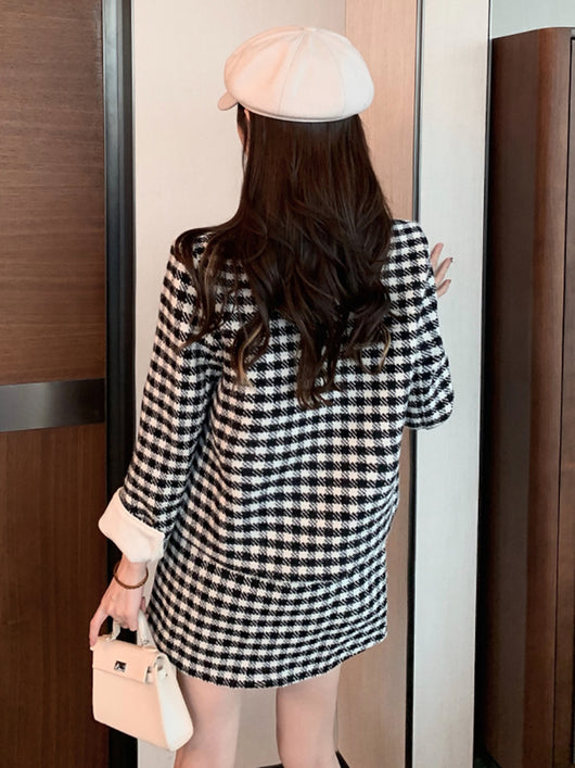 Conjunto Elegante de Abrigo y Falda de Lana Retro - Image 12