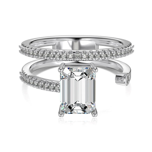 Anillo de Plata 925 con Zirconia Rectangular y Detalles Biselados - Image 5