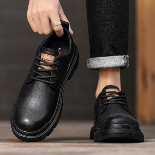 Zapatos de Cuero Ejecutivos Negros para Hombre - Estilo Británico Otoño - Image 4