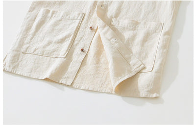 Camisa Ligera de Algodón, Lino y Ramio con Solapa - Manga Corta - Image 15