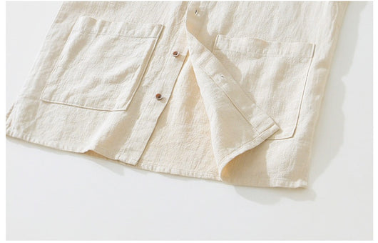 Camisa Ligera de Algodón, Lino y Ramio con Solapa - Manga Corta - Image 15