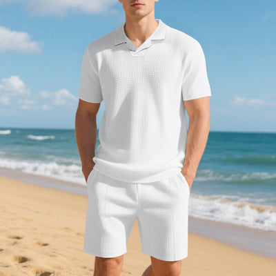 Conjunto Casual de Polo Holgado y Shorts para Hombre - Image 14