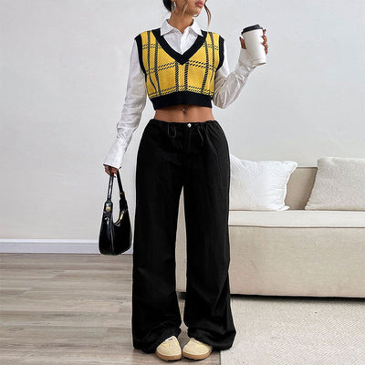 Chaleco Cuadrillé Escote V para Mujer - Image 2