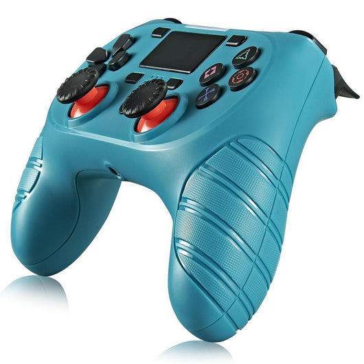 Black wireless game controller for PS4 with red joysticks, textured grips, and standard control buttons. - Image 10