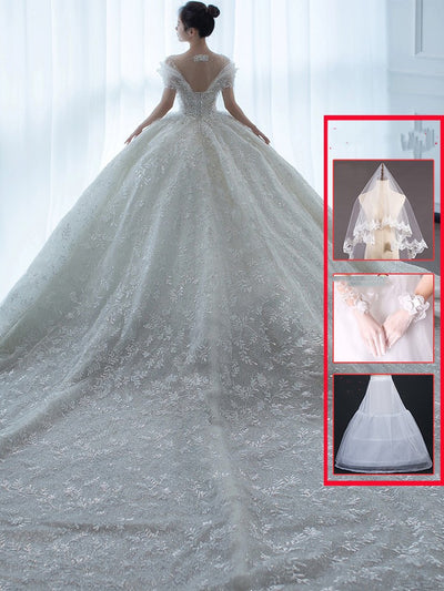 Vestido de Novia Francés Hombros Descubiertos - Image 5