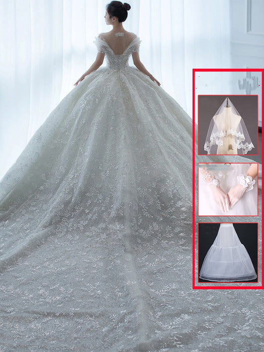 Vestido de Novia Francés Hombros Descubiertos - Image 5
