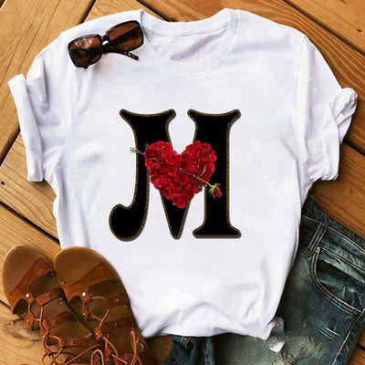 Playera Casual Estampado Alfabeto Inglés Rosa para Estudiantes - Image 22