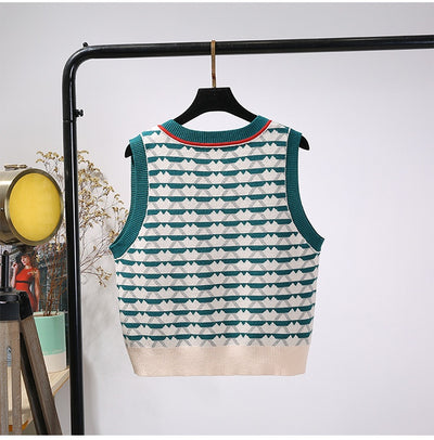 Chaleco Tejido Jacquard con Contraste Retro para Mujer - Image 19