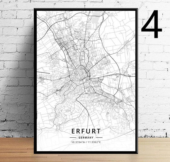 Póster Lienzo Mapa de Alemania Moderno - Decoración Urbana