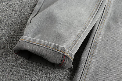 Jeans Gris Cemento Desgastado Estilo Retro para Hombre - Image 7