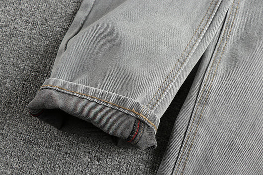 Jeans Gris Cemento Desgastado Estilo Retro para Hombre - Image 7