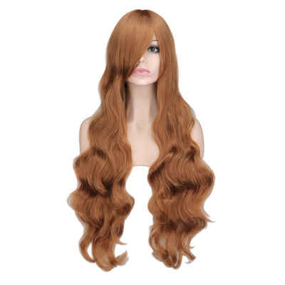 Peluca Cosplay Sirena Anime Rojo Oscuro Cabello Largo Ondulado - Image 21